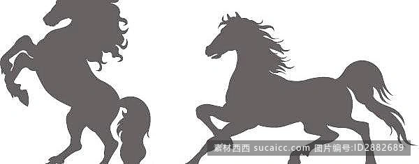 2马剪影矢量