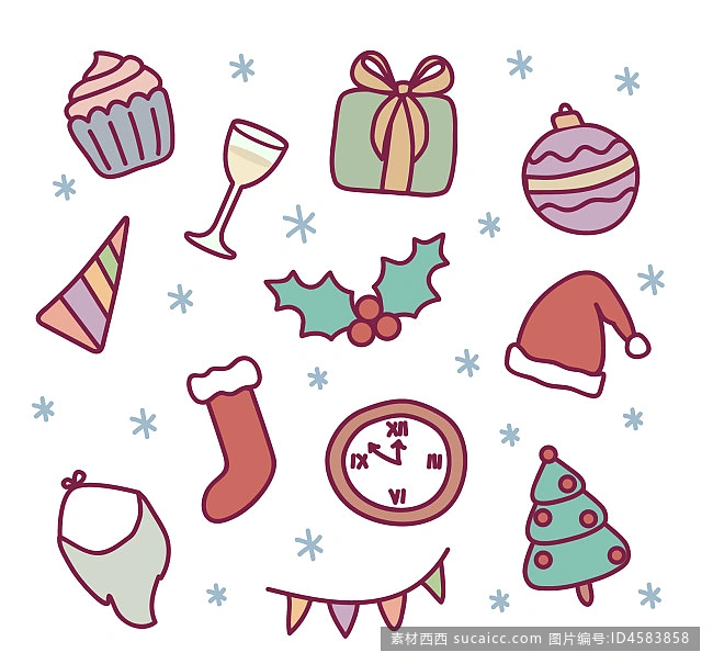 卡通圣诞新年元素