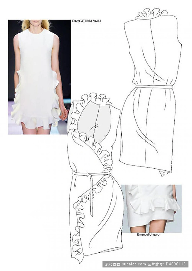 白色连衣裙设计与实物对比图