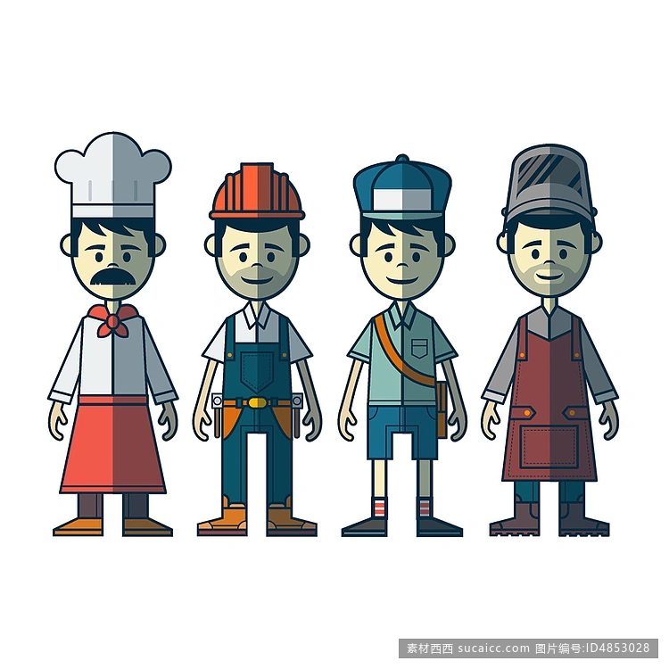 手绘卡通职业元素