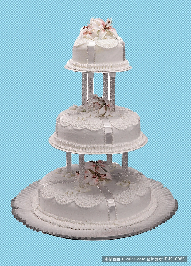 三层婚礼蛋糕免抠png透明图层